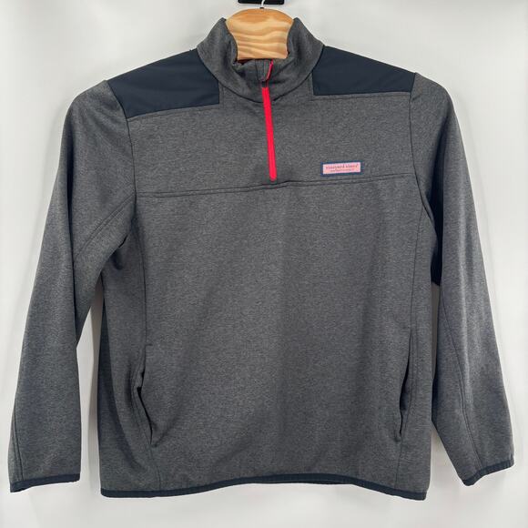 Vineyard Vines Large 1/4 Zip Gray Black Pullover Long Sleeve Sweater - Picture 5 of 6